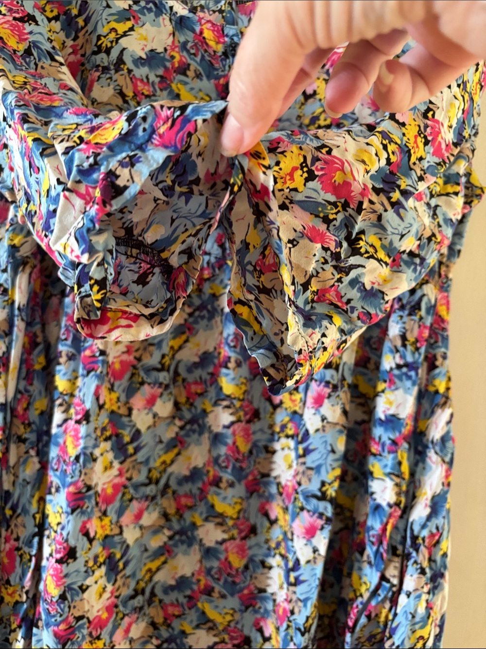 Free People Blue Multi Floral Button-Up Peasant Blouse - Picture 6 of 13